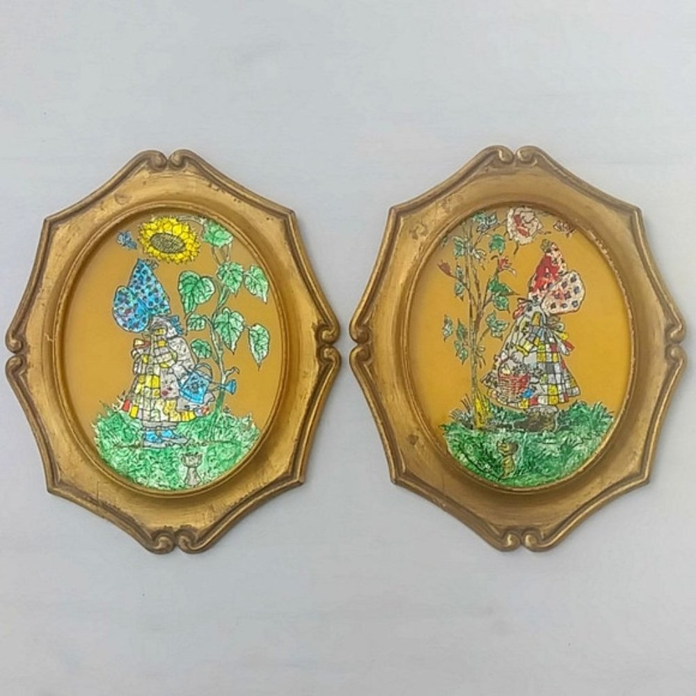 Vintage Foil Art Framed Wall Plaques